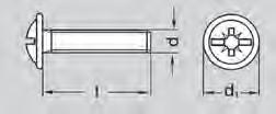 Möbelgriffschraube MGS Stahl verzinkt Antrieb: PZ 2 Kopf-Ø d 1 = 9,5 Bohr-Ø d = 4 Einsatzbereiche: Befestigung von Scharnieren, Topfscharnieren, Möbelbändern, Möbelschienen im Küchen- und Möbelbau