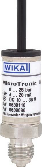 Elektronische Druckmesstechnik Miniaturisierter Drucksensor Typ M-10, Standardausführung Typ M-11, Ausführung mit frontbündiger Membrane WIKA Datenblatt PE 81.