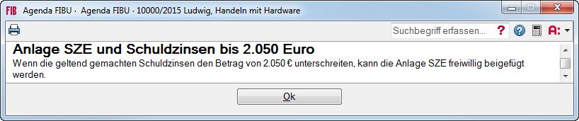 Seite 8 Der Versuch den Haken bei <Diese Anlage nicht mit an die Finanzverwaltung übermitteln> zu setzen, bricht mit folgendem Hinweis ab: 3.7.