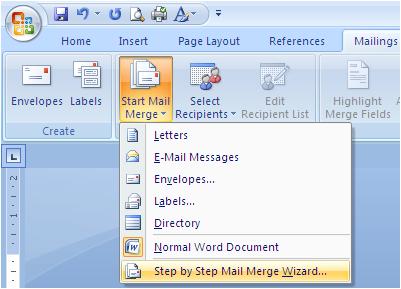 3.1.2 Mail Merge-Assistent 1. Erstellen Sie ein neues Dokument. 2.