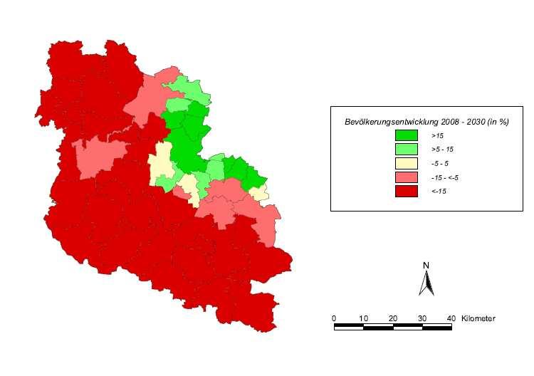 Bevölkerungsentwicklung in den Gemeinden der Regionalen