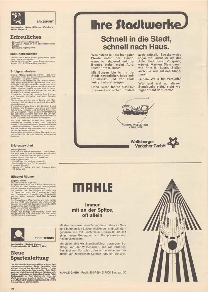 Spartenletter : Heinz Hölscher, Wolfsburg, Kurzer Hagen 6 Erfreuliches - für unsere Turniertanzpaare - - für unsere Paare in den Erwachsenentanz - kreisen - - für unsere Jugendpaare - und