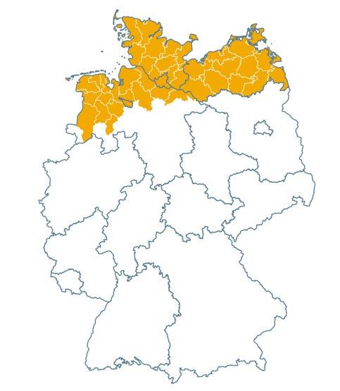 das Netzausbaugebiet über 33 Landkreise und 13 kreisfreie Städte bzw. Stadtstaaten in Norddeutschland (vgl. Abbildung 10).