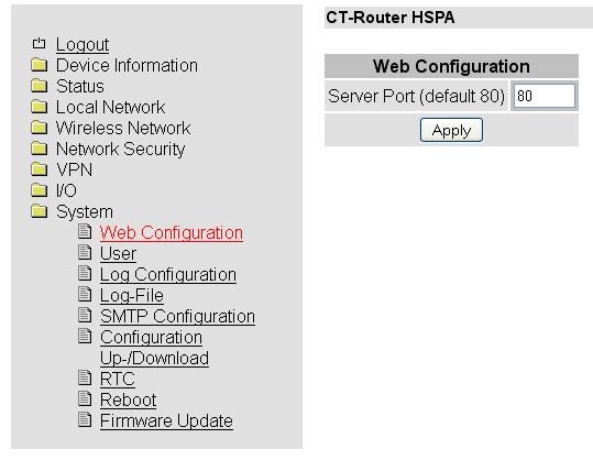 System Im Systemmenü können allgemeine Einstellungen für den CT-Router HSPA getroffen werden.