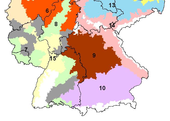 W I N T E R R A P S Kornnutzung Ernte 2016 Anbaugebiete von Winterraps Anbaugebiete Winterraps Bayerische und benachbarte Regionen 6 = Höhenlagen Mitte/West 7 = Höhenlagen