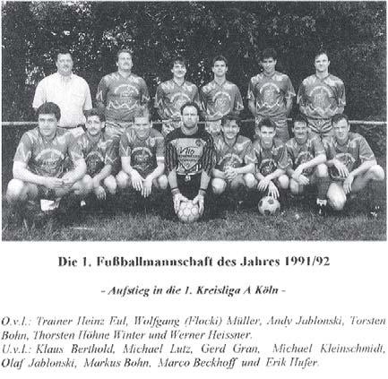 In den Spielzeiten 1990/91 und 1991/92 gelang dann mit Trainer Heinz Eul noch einmal der Aufstieg der 1. und 2. Mannschaft in die Kreisliga A und B. 1995 steht die 1.