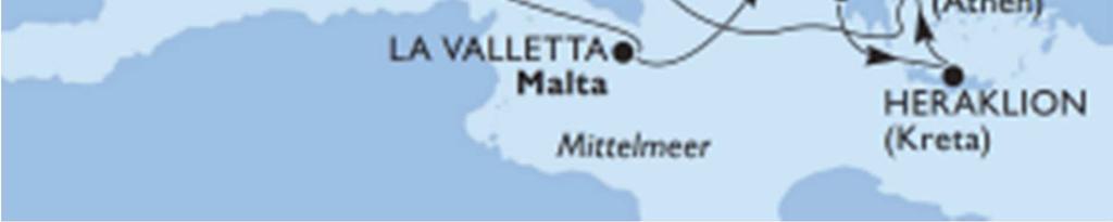 Mittelmeer (ab / bis Genua) Genua, Marseille, Barcelona, Seetag, Valetta, Corfu, Katakolon,