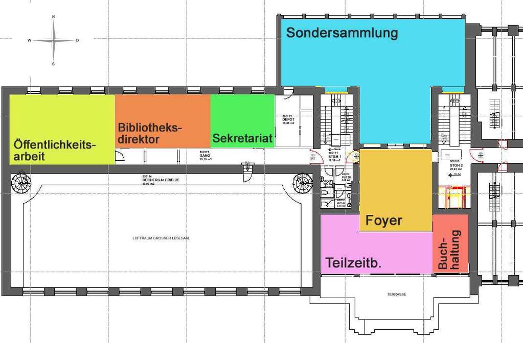 Räumliche Restrukturierung der Hauptbibliothek Hauptbibliothek als Verwaltungszentrum auf 1.