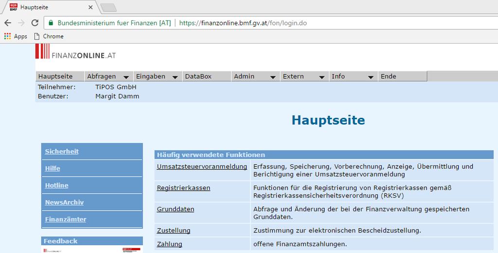 Schritt 3: Meldung bei Finanzonline Im nächsten Schritt müssen Registrierkassen und Signaturerstellungseinheiten bei FinanzOnline gemeldet werden.