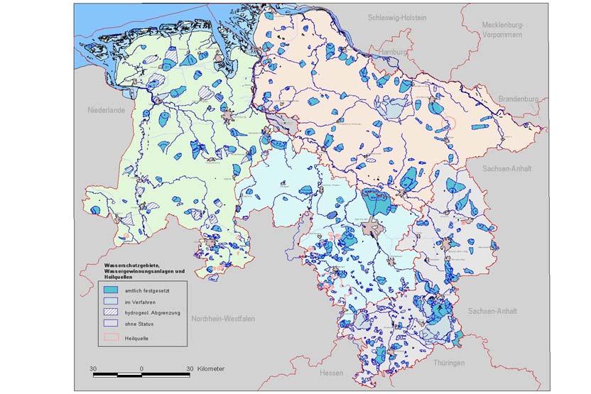 Wasserschutzgebiete in NDS und im Raum ROW