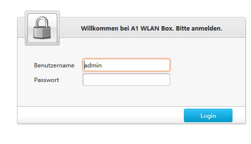Login Um zu den Einstellungen Ihrer A1 WLAN Box zu gelangen, klicken Sie bitte ohne Angabe eines Passworts auf Login.