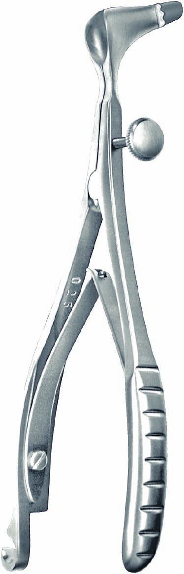 Specula and Retractors Spekula und Retraktoren 398101FX 398102FX Sinus Speculum, WÜRZBURG style, with fastening eye for 118900FX, for children, right blade 18 mm with mandrels, left blade 25 mm, with