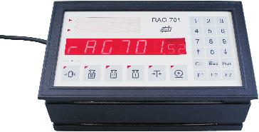 Wägeelektronik RAG 701 Besondere Merkmale Eichfähig bis 6000 e nach DIN EN 45501, integrierter eichfähiger Speicher Serielle Schnittstellen