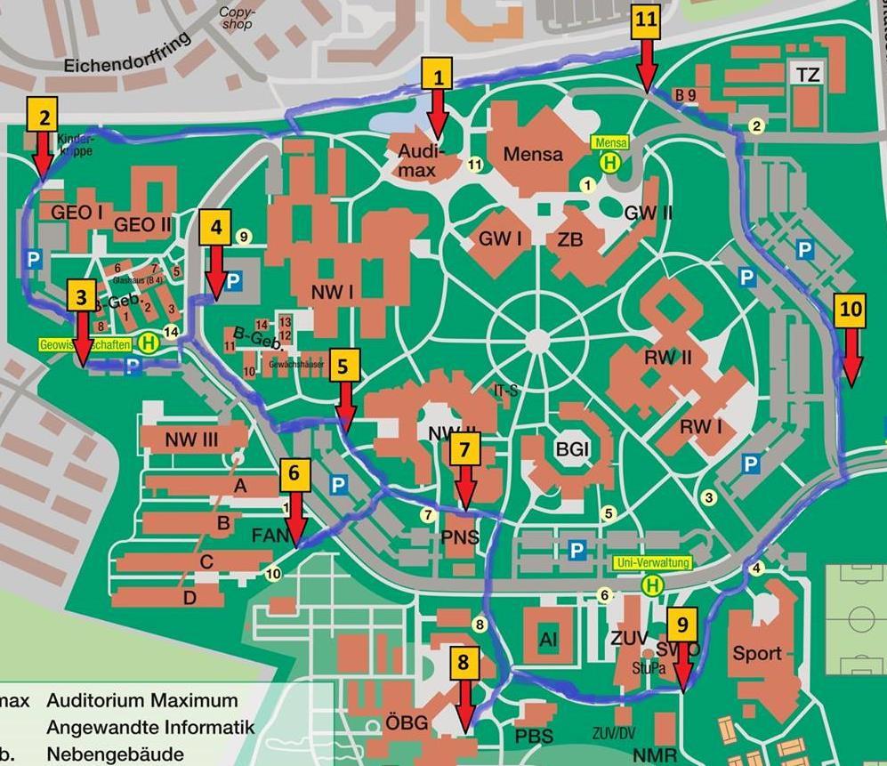 Intervention: Prototyp für Campus Aktiv Pfad (2015) Textfeld Rundweg über 3,6 km Länge Rundweg um Campus Festlegung Name, Logo