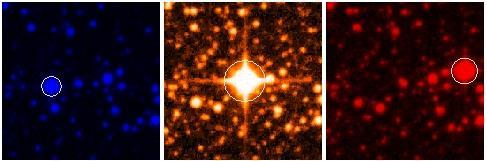 Proxima Centauri der Stern in nächster Nähe roter Zwergstern (Spektraltyp M5, Entfernung etwa 4 Lichtjahre) 1976 1982 1993 Blaufilter Infrarotfilter