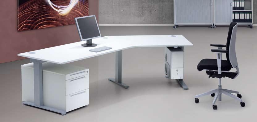 Das Büromöbel SPINE² ist ein einfaches und kostengünstiges Steh-Sitz-Tischsystem mit motorischer Höhenverstellung: Im Gegensatz zu vielen anderen ergonomischen Büromöbeln im mittleren Preissegment