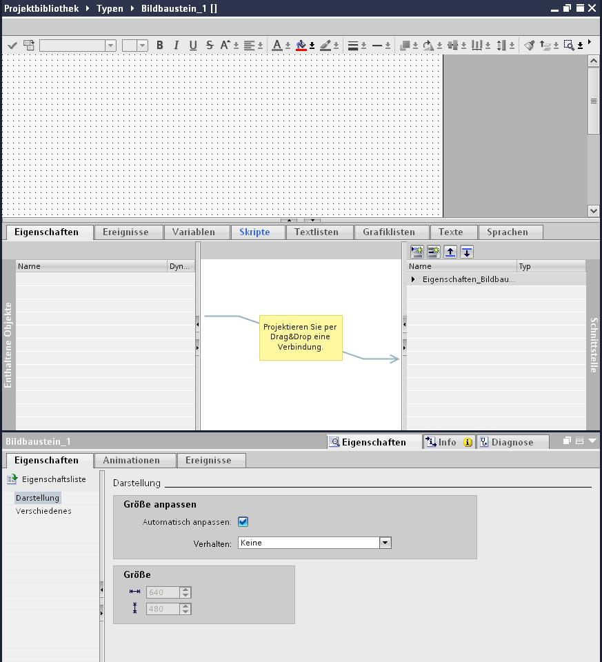 Siemens AG 2015 All rights reserved 2.5 Bildbaustein Editor 2.5 Bildbaustein Editor Die nachfolgende Abbildung zeigt den Bildbaustein Editor, in dem Sie den Bildbaustein erstellen und bearbeiten.