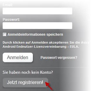 2 Sign up Installation über die Avira Webkonsole Stellen Sie mit Ihrem Gerät eine