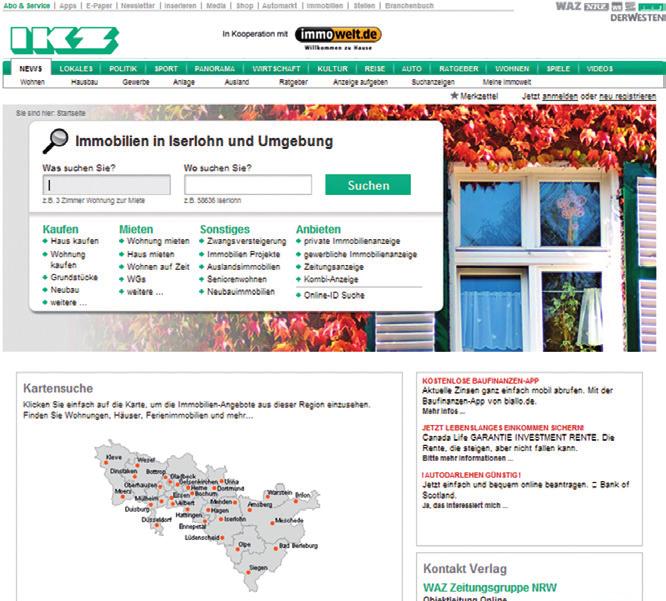 Online-Print-Kombination 13 Internet und Zeitung! Nutzen Sie die crossmedialen Angebote über ikz.immowelt.de und inserieren Ihre Immobilie gleichzeitig online und in der Tageszeitung.