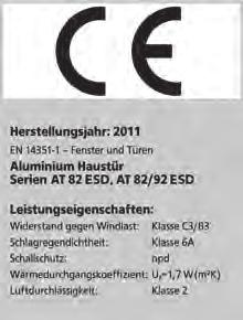 Detail gerader Rahmen CE-Kennzeichnung nach EN 14351-1 Für alle unsere Türen