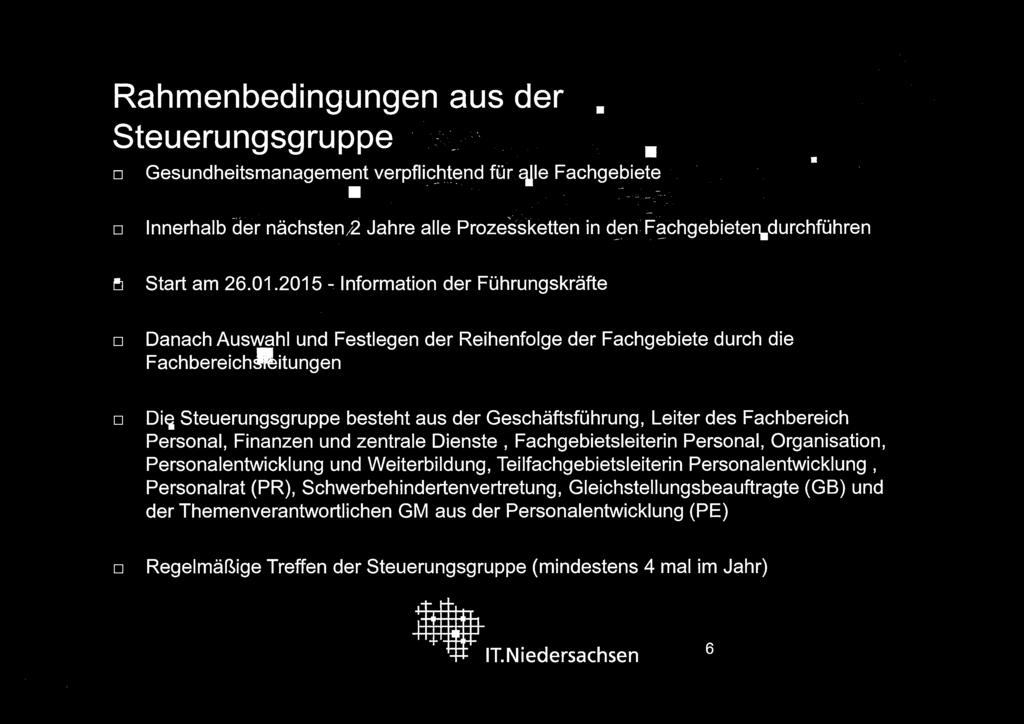 2015 - Information der Führungskräfte Danach Auswahl und Festlegen der Reihenfolge der Fachgebiete durch die FachbereichÄitungen DiQ Steuerungsgruppe besteht aus der Geschäftsführung, Leiter des