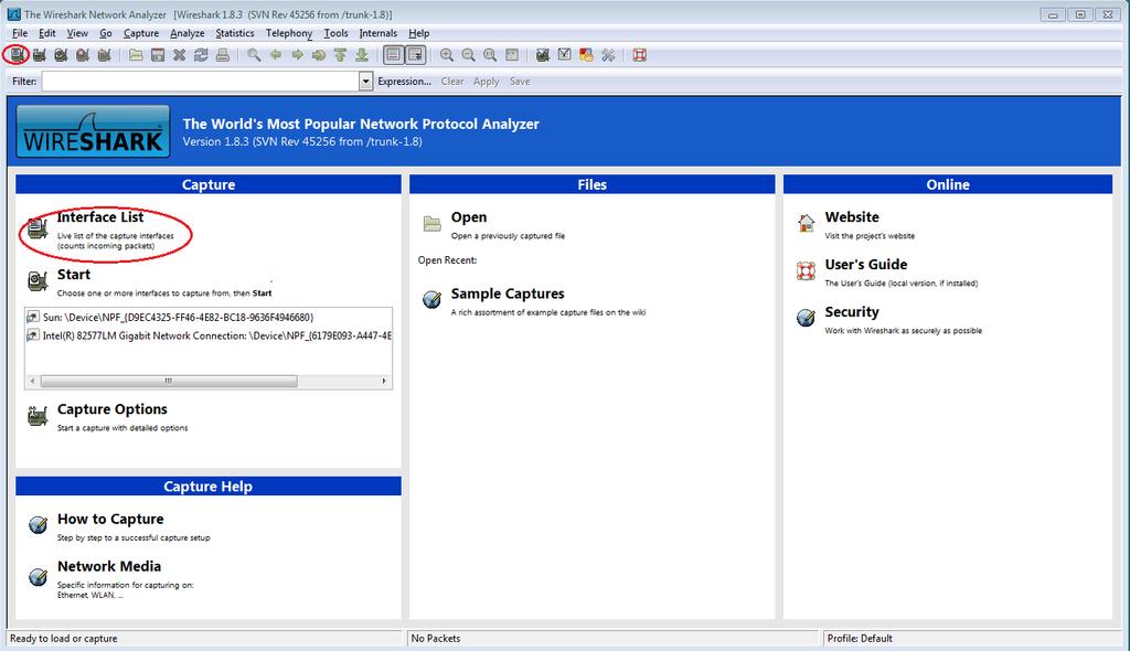 Die PC-Host-IP-Adresse ist: Die PC-Host-MAC-Adresse ist: Step 2: Starten von Wireshark und Wahl der passenden Schnittstelle a.