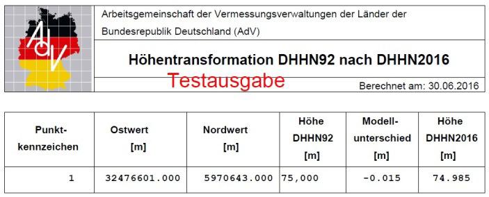 Zum Vergleich sei an dieser Stelle nochmals auf den Übergang der NN-Höhen im System DHHN12 (HS100) in die NHN-Höhen im System DHHN92 (HS160) verwiesen.