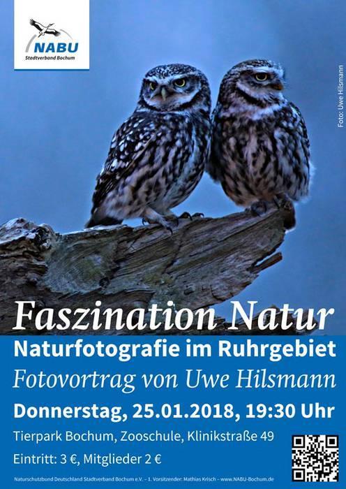 NABU-Vortrag: Faszination Natur A m Donnerstag, 25. Januar 2018, nimmt der NABU Bochum als Gast im Tierpark das Publikum mit auf eine Bilderreise durch das Ruhrgebiet.