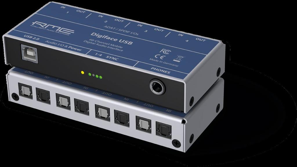 USB Audio Interface Digiface USB 66-Kanal 192 khz USB Audio Interface Das Digiface USB ist ein extrem kompaktes, portables digitales Audio-Interface mit 4 optischen ADAT/SPDIF Ein- und Ausgängen und