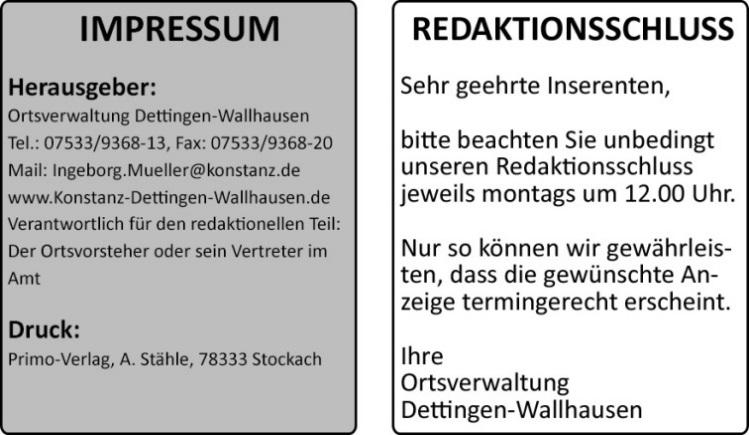 Leonhardritt von Dettingen nach Wallhausen 12.11., 20:00 Uhr, Jahreskonzert des Musikvereins Dettingen-Wallhausen e.v. in der Kapitän-Romer-Halle Dettingen 12./13.11. Traditionelles Schlachtfest der Freiwilligen Feuerwehr Litzelstetten Feuerwehrhaus Litzelstetten 13.