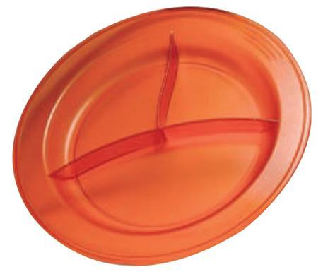 In zwei oder drei Bereiche getrennte Teller Rutschsicher. Die Speisen bleiben getrennt. Copolyester ohne BPA in vier Farben.