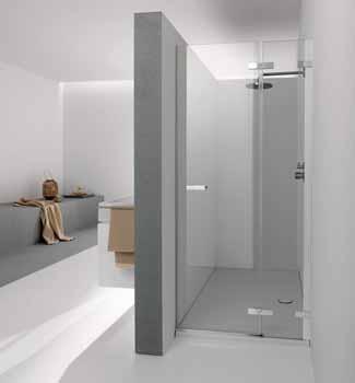 Design- und Formenvielfalt Eine Dusche bietet ebenso vielfältige Platzierungs mög lichkeiten: klassisch als Eckdusche oder als großzügige WalkIn- Lösung, frei an der Wand stehend oder direkt an die
