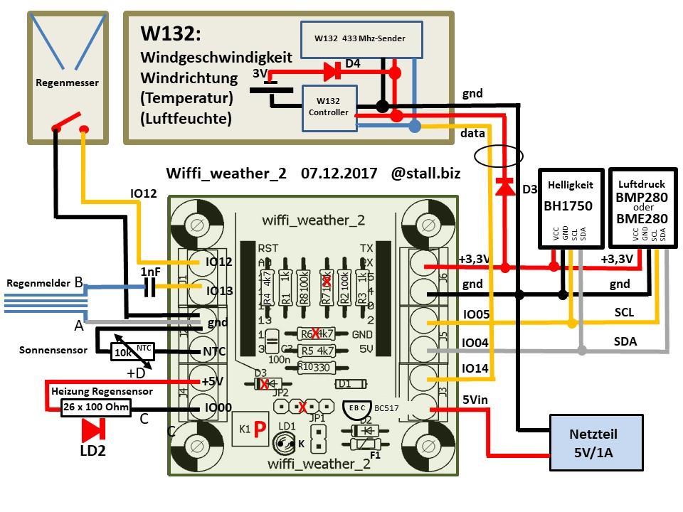 D3 und D4 (1N5817) sind optionale zusätzliche Dioden in der Versorgungsleitung zum W132. Man braucht diese nur, wenn man den W132 zusätzlich mit Batterien betreiben will. Das kann ggf.