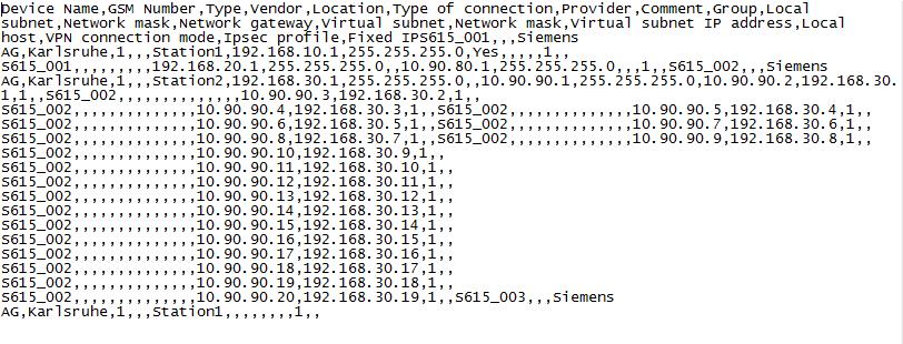 Geräts angelegt. Den Rest ist im WBM des SINEMA RC-Servers nachzutragen. 5. Speichern Sie die csv-datei ab.