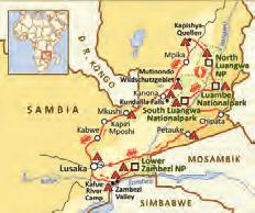 Auf staubigen und abenteuerlichen Pisten geht es quer durch Sambias Nationalparks North und South Luangwa, Luambe, Lower Zambezi und das Wildschutzgebiet Mutinodo.