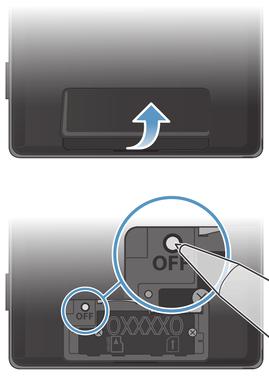 So erzwingen Sie das Ausschalten des Geräts: 1 Entfernen Sie die Abdeckung des SIM- und Speicherkartenfachs.