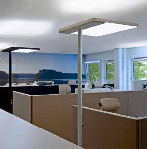 Linea Nutzung: Arbeitsplatzbeleuchtung Lichttechnik: 75% indirektstrahlend, 25% direktstrahlend Material: Aluminium-Gehäuse und -Mast. Fuß aus Stahl.