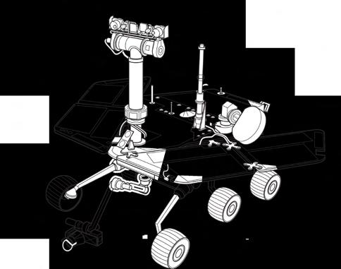 KAPITEL 1 Aufbau der NASA-MER-Rover Spirit und Opportunity. Eigentlich waren die Rover für lediglich 90 Tage ausgelegt, es war also ein echter Erfolg in der Raumfahrttechnik.