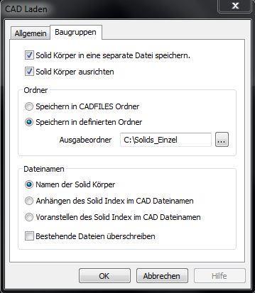 CAD-Datei Laden - Baugruppen CAD Datei laden wurde um die Funktion Baugruppen erweitert.