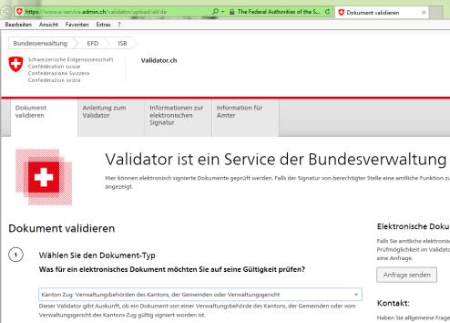 Elektronische Signierung und Valdierung (3) Beispiel: (www.validator.