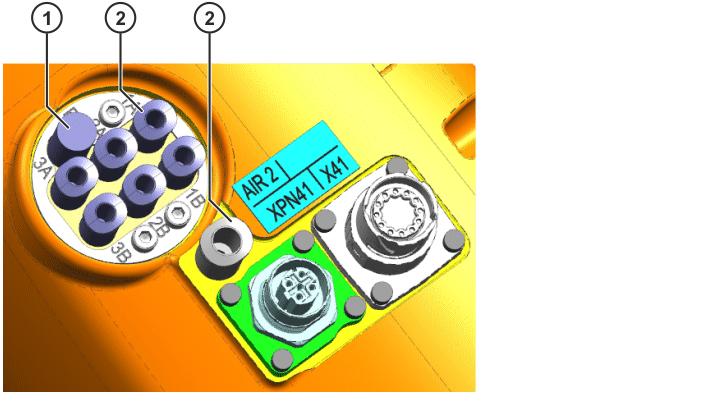 6-9 ). Abb. 6-9: Option Stecker-Beipack 1 Schalldämpfer 2 Steckverschraubung Der Roboter verfügt über drei bistabile 5/2-Wege-Magnetventile, die in der Zentralhand integriert sind.