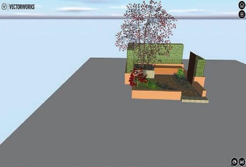 Beispiel für eine e frei begehbare 3D-Szene in Vectorworks Landschaft, die in der Vectorworks Cloud gespeichert ist Video des GaLaBau- Betriebs Thilo Garschagen aus Remscheid (Grünstudio 3D von