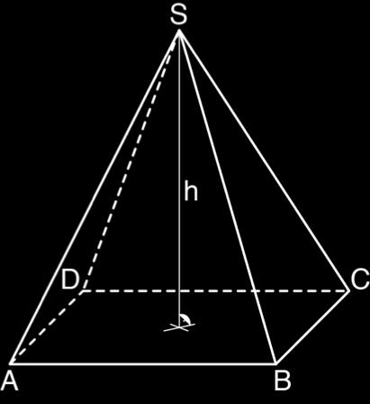 Berechnen Sie die Höhe h einer Pyramide mit quadratischer Grundfläche, wenn die Länge