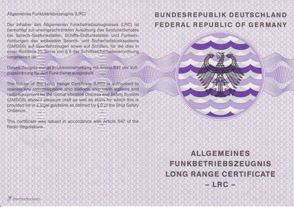Allgemeines Funkbetriebszeugnis Long Range Certificate LRC Joachim Venghaus www.venghaus.eu Stralsund, 9.
