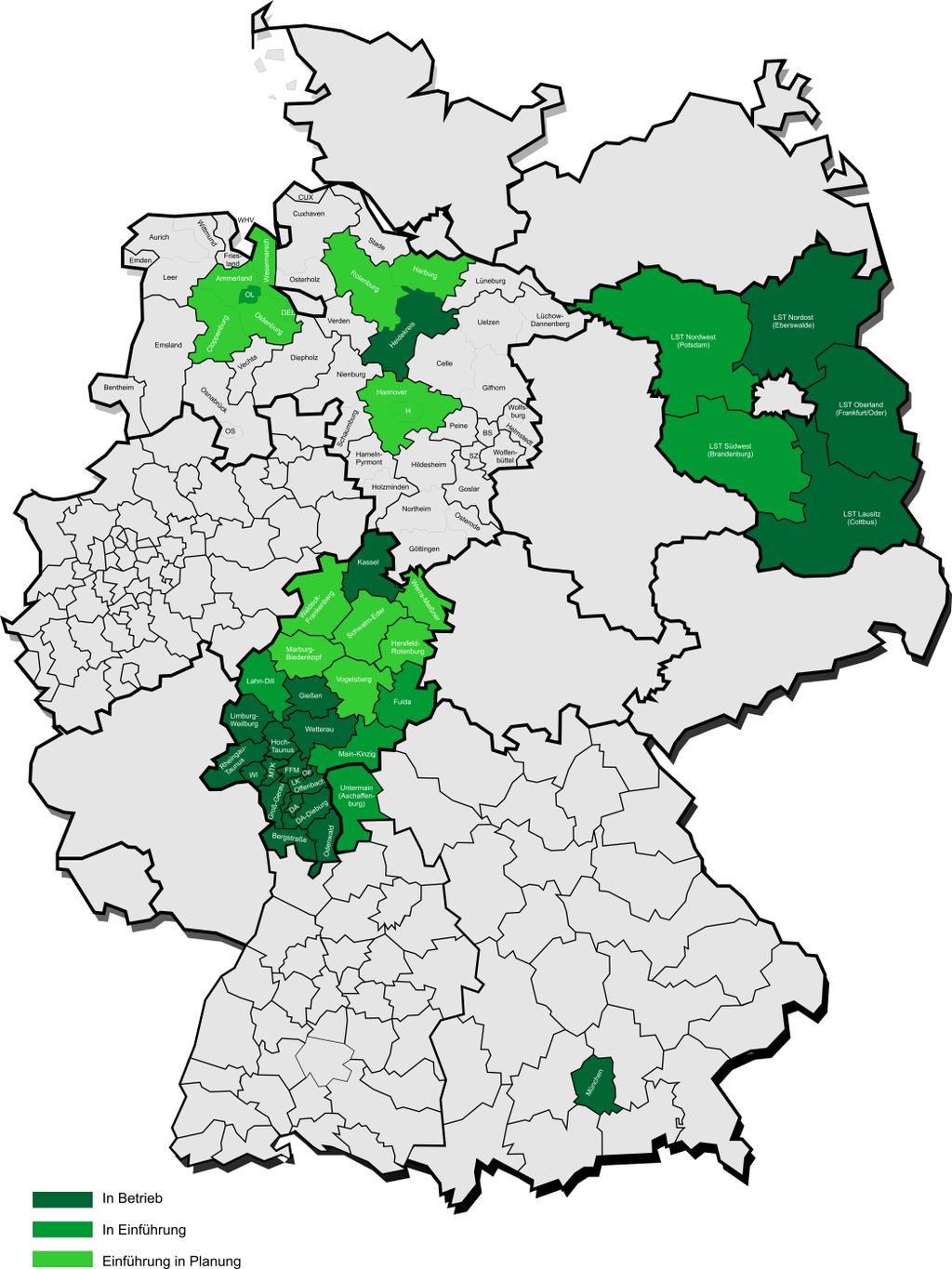 Ausblick Bundesland Hessen RZV München Bundesland Brandenburg ZRF Bayerischer Untermain Rhein-Neckar-Kreis (geplant ab 2015) Region