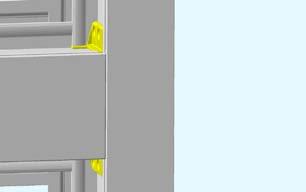 5 Verbinder am Rahmen mit 4 Schrauben befestigen Dichtstopfen (gelb)
