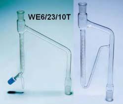 Glasaufsatz mit Messeinheit, Quickfit, BS 756, zur Abschätzung vom Wassergehalt in Mineralöl WE6/23/10T mit Hahn, Kernschliff 19/26, Hülsenschliff 24/29 Kapazität,
