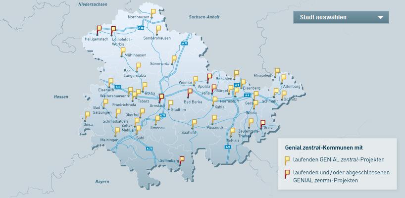 Einzelbeispiele Leinefelde-Worbis - Bahnhof Worbis - Bahnhof Leinefelde abgeschlossen: - Friedensplatz Worbis - Berufsschule Leinefelde Arnstadt abgeschlossen: Obere Weiße