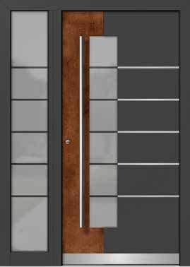 Schwarzgrau matt Farbe Dekor außen: DECO 0429 Rosteisen Edelstahl Applikationen nur außen Glas: Motiv 121