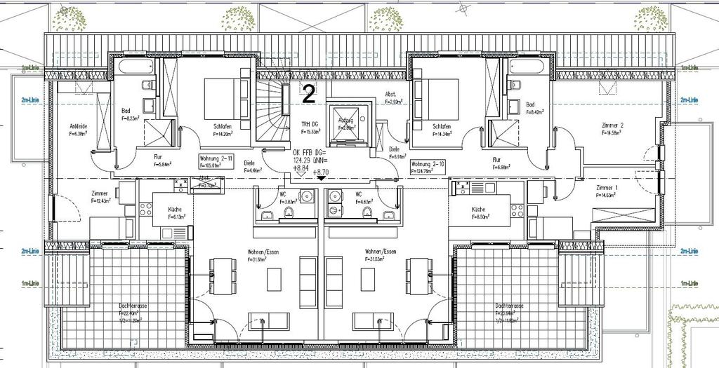 DG Haus Wohnung -11 Wohnung - Terrasse/ jeweils zur Hälfte berechnet 3 Zi.- Whg. -11 ca.
